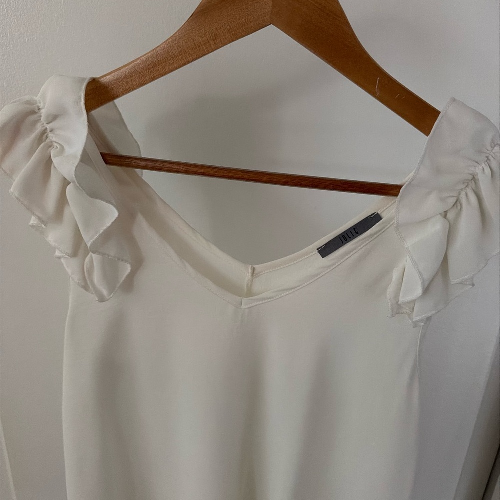 Elegant White Ruffle Sleeve Tank Top